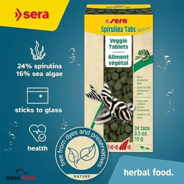 قرص اسپیرولینا سرا غذای ماهیان گیاهخوار و بی مهرگان آبشور و آبشیرین