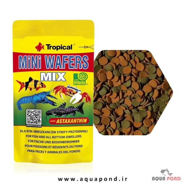 مینی وافرز میکس تروپیکال غذای روزانه ماهیان کفخوار، خرچنگ، میگو