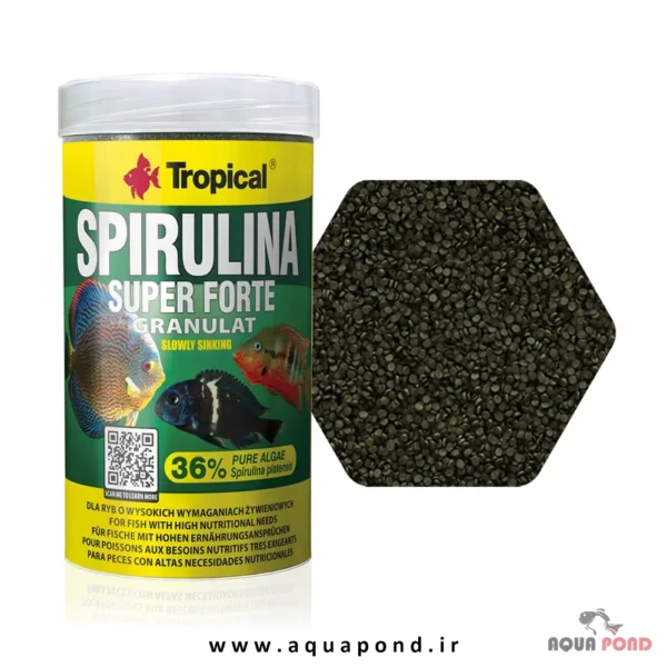 اسپیرولینا۳۶% سوپر فورت گرانولات تروپیکال غذای ماهی گیاه خوار و همه چیزخوار