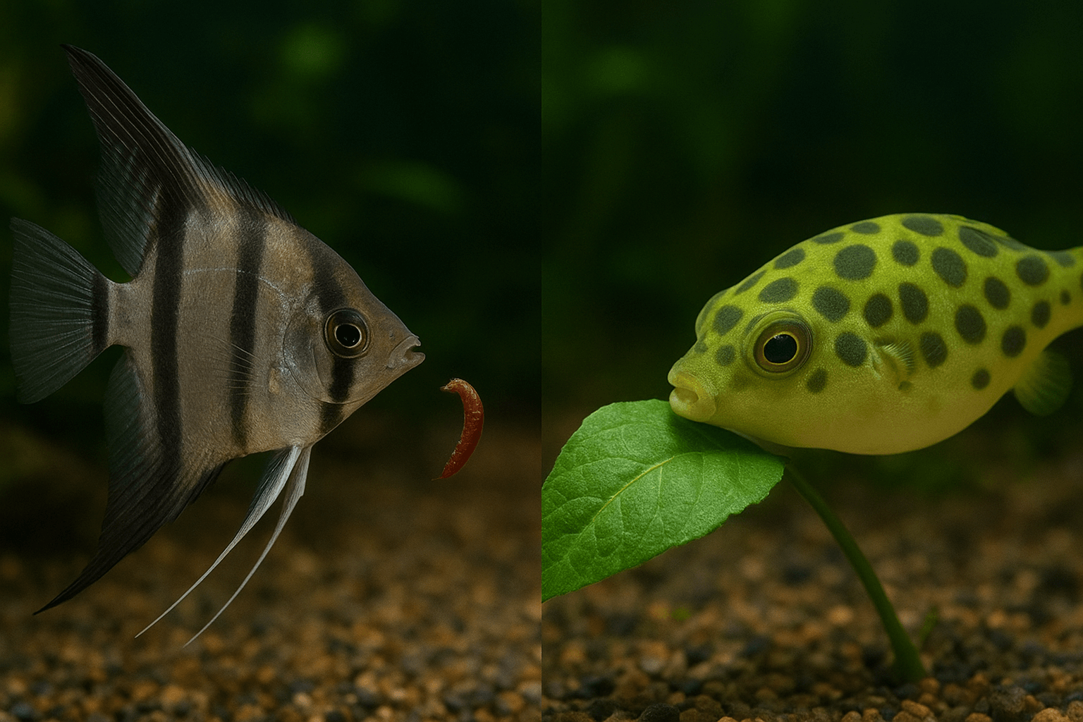 تفاوت ماهی گیاه خوار و گوشتخوار