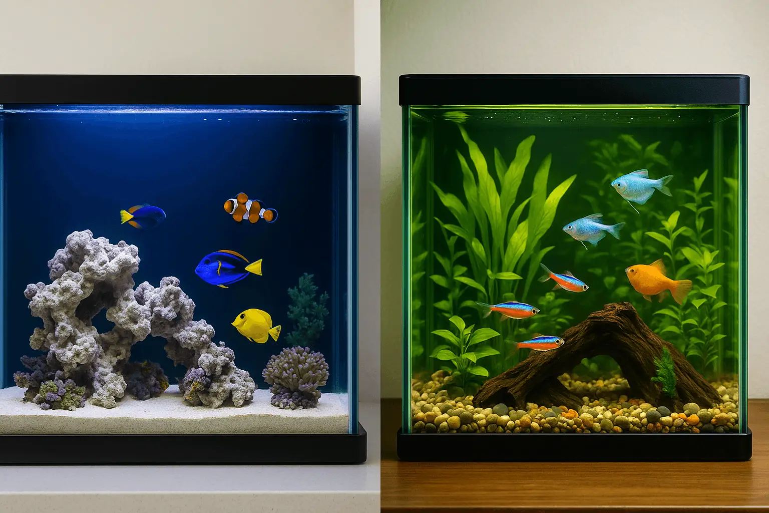 فرق آکواریوم آب شور و شیرین